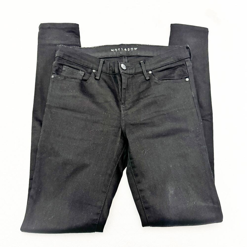 Mott & Bow Mid-Rise Skinny Black Denim Jeans Zip Fly Size 27 x 30 - Picture 5 of 9